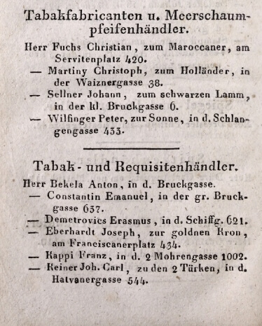 1822. Dohánygyárak és kereskedők 1822. Dohánygyárak és kereskedők