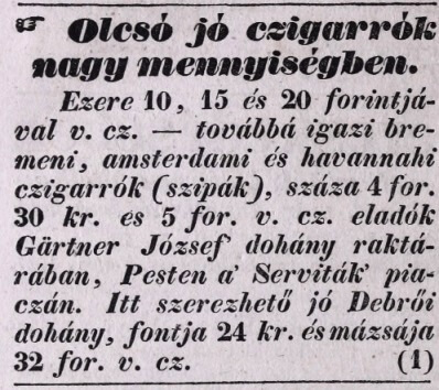 1837.01.21. Gärtner dohánykereskedés