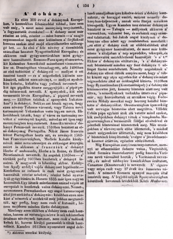 1840.11.11. A dohány története