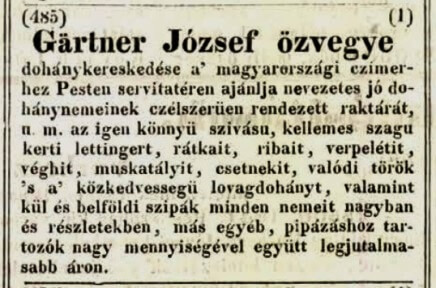 1841.08.28. Gärtner dohánykereskedés