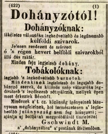 1844.05.30. Gschwindt dohánykereskedés