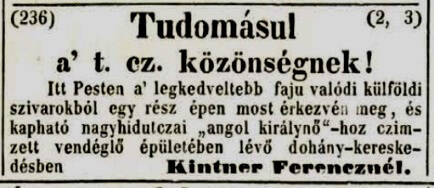 1844.08.29. Kintner dohánykereskedés