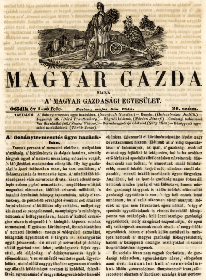 1845.05.06. A dohánytermesztés 1845.05.06. A dohánytermesztés
