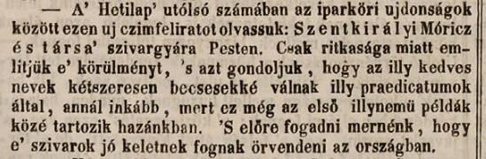 1845.09.21. Szentkirályi-gyár