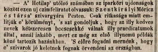 1845.09.21. Szentkirályi Móric szivargyára