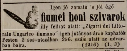 1845.10.31. Fiumei honi szivarok