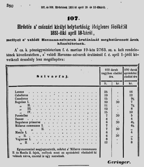 1851.05.17. Havanna-szivarok 1851.05.17. Havanna-szivarok