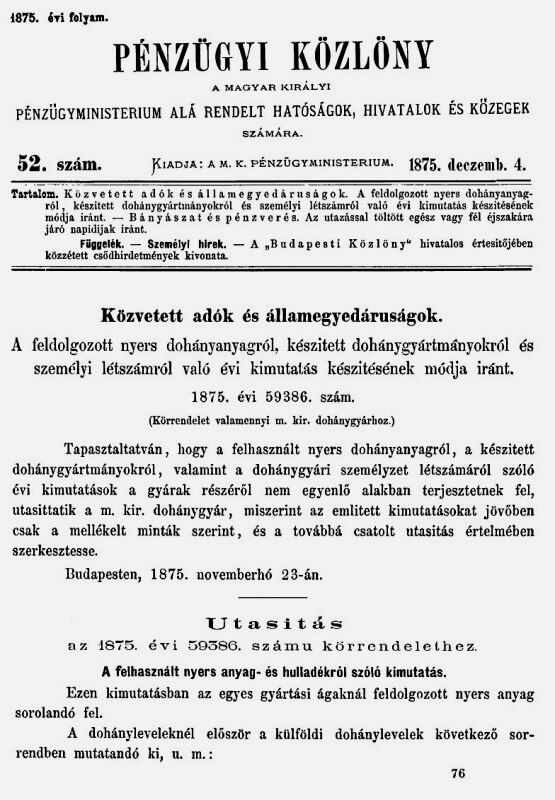 1875.12.04. Kimutatás készítése
