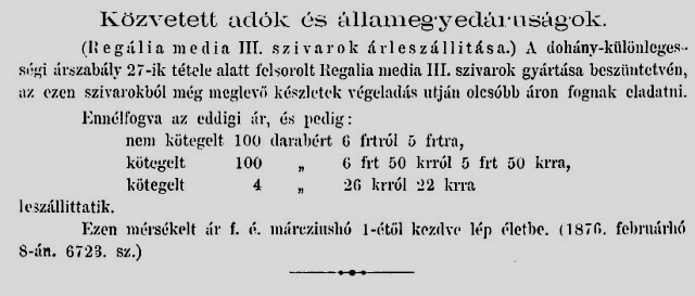 1876.02.17. Regalia Media szivar