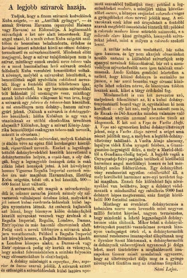 1876.03.26. A legjobb szivarok hazája