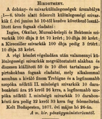 1877.06.10. Új cigaretták