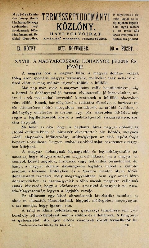 1877.11.10. Magyar dohányok 1877.11.10. Magyar dohányok