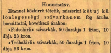 1877.12.18. Új cigaretták