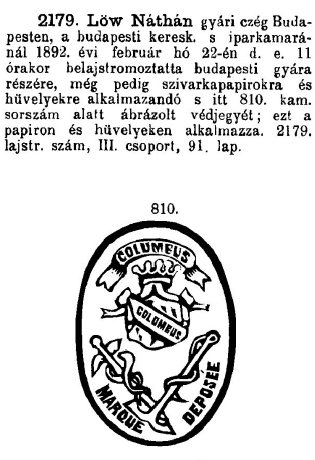 1892.02.22. Columbus papír és hüvely 1892.02.22. Columbus papír és hüvely