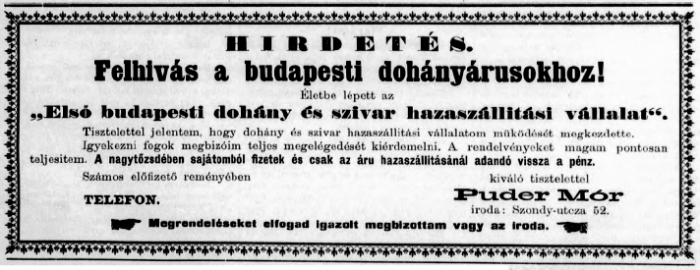 1893.10.20. Dohány házhozszállítás