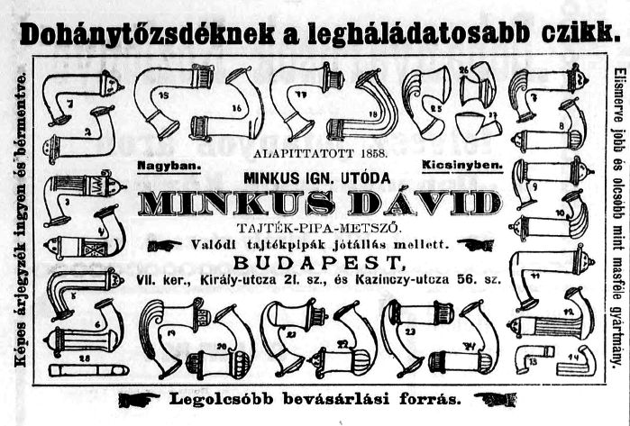 1893.11.20. Minkus Dávid tajtékpipái
