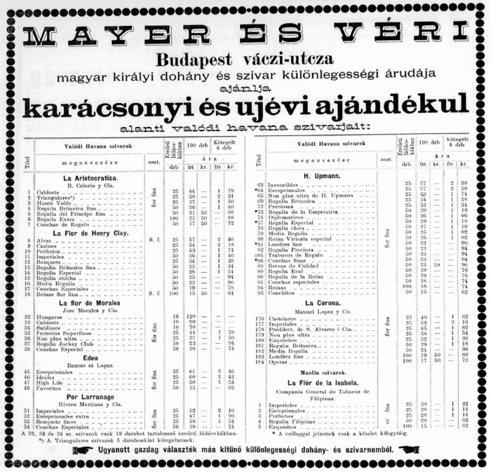 1893.12.20. Mayer és Véri dohányáruda
