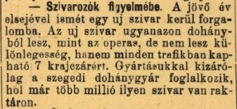 1895.10.10. Új szivar Szegedről