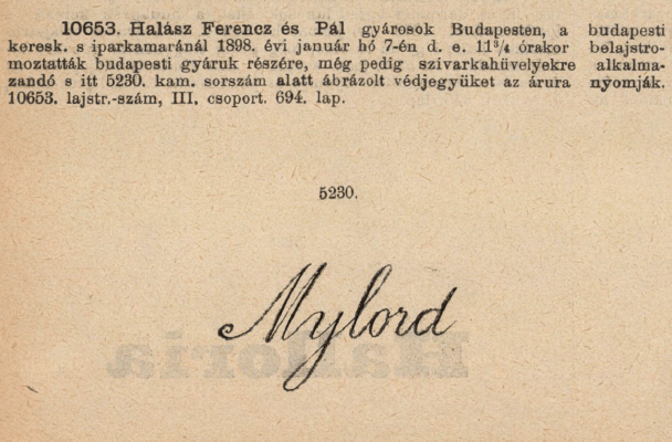 1898.01.07. Mylord cigarettahüvely 1898.01.07. Mylord cigarettahüvely