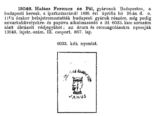 1899.04.26. Janus papír és hüvely 1899.04.26. Janus papír és hüvely