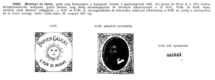 1899.06.22. Galilei papír és hüvely 1899.06.22. Galilei papír és hüvely