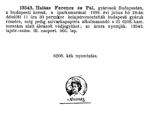 1899.07.28. Ananas cigarettapapír 1899.07.28. Ananas cigarettapapír