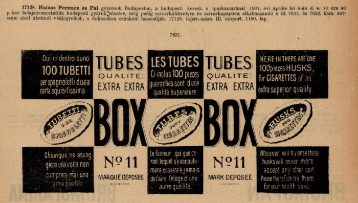 1901.04.06. Box cigarettahüvely 1901.04.06. Box cigarettahüvely