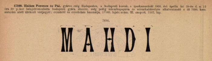 1901.04.29. Mahdi papír és hüvely 1901.04.29. Mahdi papír és hüvely