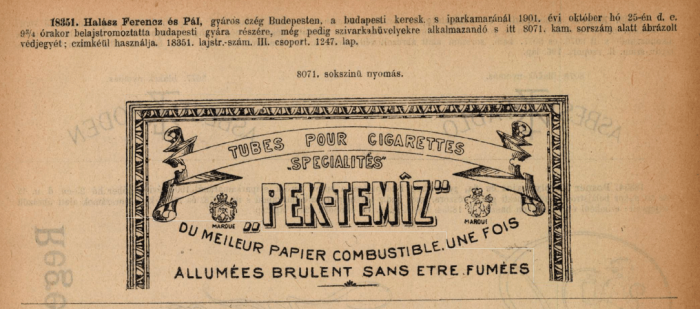 1901.10.25. Pek-Temiz cigarettahüvely