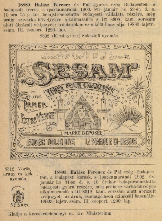 1902.01.29. Sesam cigarettahüvely 1902.01.29. Sesam cigarettahüvely