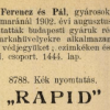 1902.08.08. Rapid papír és hüvely