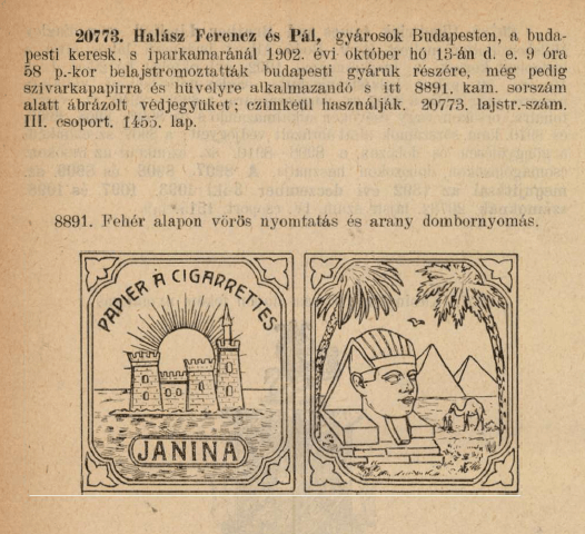 1902.10.13. Janina papír és hüvely 1902.10.13. Janina papír és hüvely