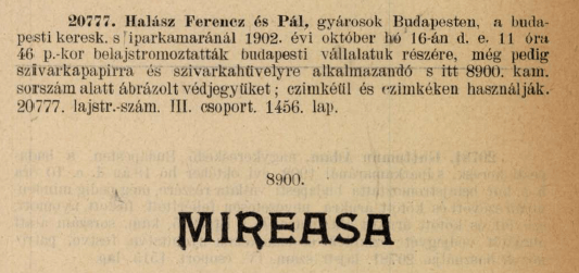 1902.10.16. Mireasa papír és hüvely 1902.10.16. Mireasa papír és hüvely