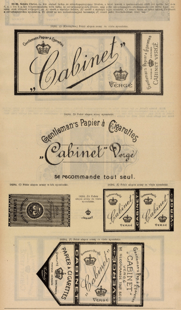 1903.04.04. Cabinet papír és hüvely 1903.04.04. Cabinet papír és hüvely