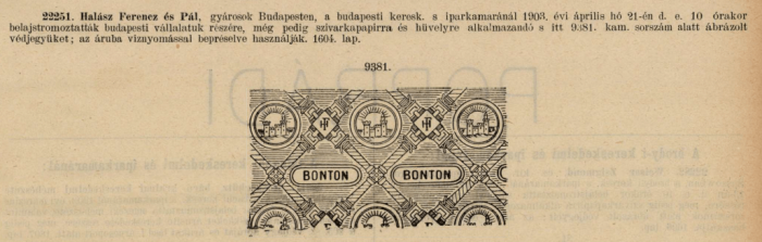 1903.04.21. Bonton papír és hüvely 1903.04.21. Bonton papír és hüvely