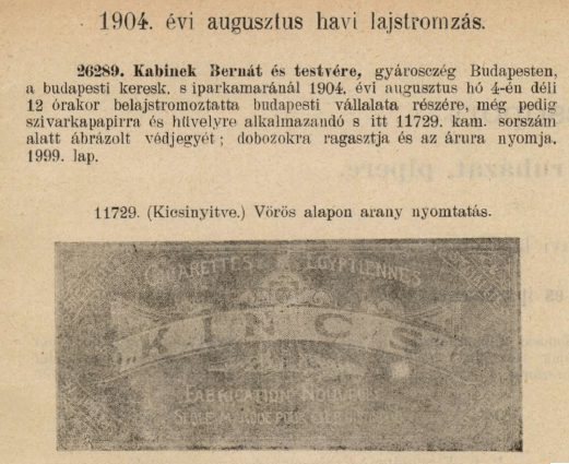 1904.08.04. Kincs papír és hüvely 1904.08.04. Kincs papír és hüvely