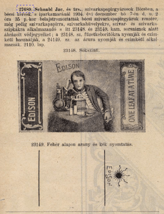1904.12.07. Edison cigarettapapír 1904.12.07. Edison cigarettapapír