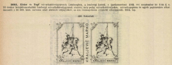 1905.09.06. Kraljevic Marko papír 1905.09.06. Kraljevic Marko papír