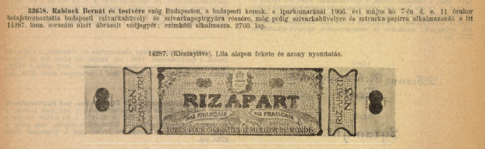 1906.05.07. Riz Apart hüvely 1906.05.07. Riz Apart hüvely