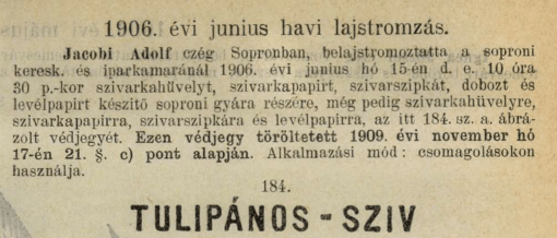 1906.06.15. Tulipános Szív papír és hüvely 1906.06.15. Tulipános Szív papír és hüvely