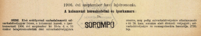 1906.09.15. Sorompó hüvely 1906.09.15. Sorompó hüvely