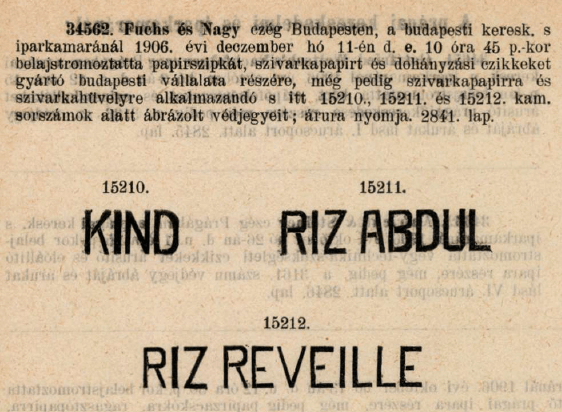 1906.12.11. Cigarettapapír és hüvely 1906.12.11. Cigarettapapír és hüvely