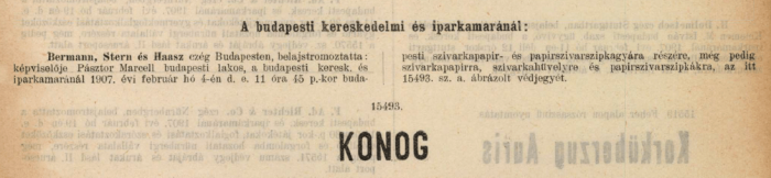 1907.02.04. Konog papír és hüvely 1907.02.04. Konog papír és hüvely