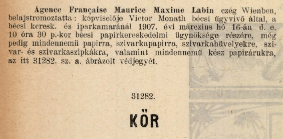 1907.03.16. Kőr papír és hüvely 1907.03.16. Kőr papír és hüvely