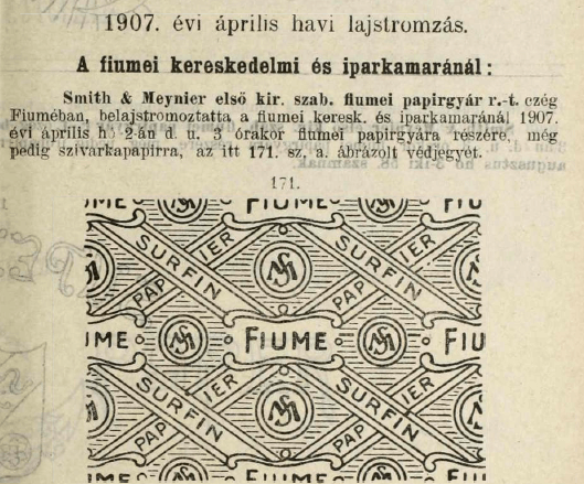 1907.04.02. Fiume cigarettapapír 1907.04.02. Fiume cigarettapapír