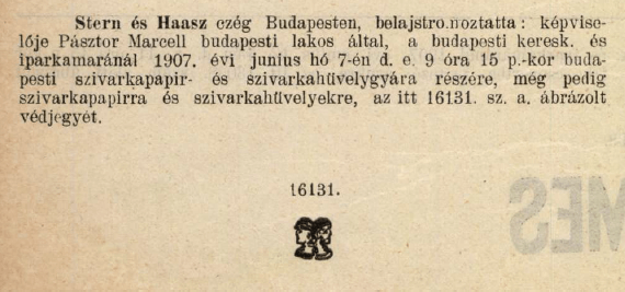 1907.06.07. Cigarettapapír és hüvely 1907.06.07. Cigarettapapír és hüvely