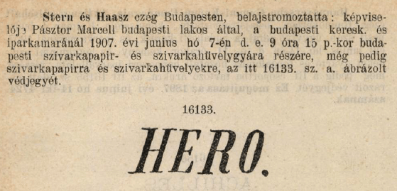 1907.06.07. Hero papír és hüvely 1907.06.07. Hero papír és hüvely