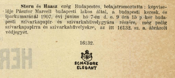 1907.06.07. Schadore Elegant papír és hüvely 1907.06.07. Schadore Elegant papír és hüvely