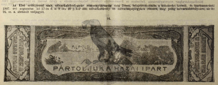 1907.08.17. Alföld cigarettahüvely 1907.08.17. Alföld cigarettahüvely