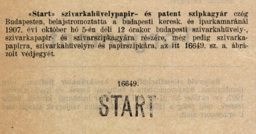 1907.10.05. Start papír és hüvely 1907.10.05. Start papír és hüvely